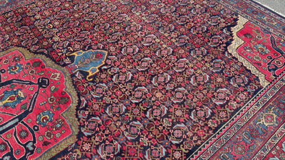 12’10”x20’3” Rare Palace Size Hand-Knotted Triclinium Bidjar Persian Area Rug