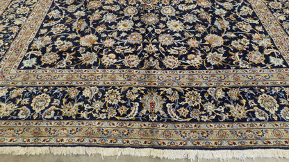 9’8”x12’5” Hand-Knotted Fine Wool Persian Kashan Signed Area Rug