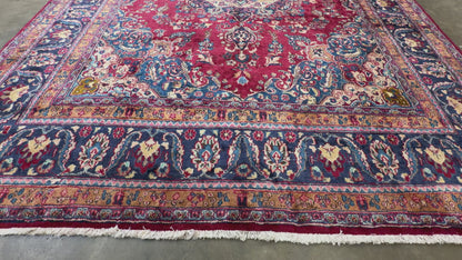 Hand-Knotted Wool Mashad Rug - 9’7”x12’5”