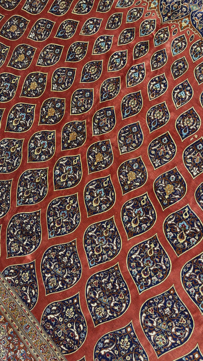 11’3”x16’5” Hand-Knotted 100% Silk Persian Qum Rug - Signed