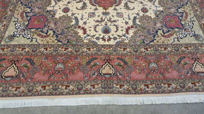 Hand-Knotted 60 Raj Persian Tabriz Rug - 10’x13’1”