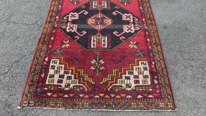 3’11”x13’2” Vintage Hand-Knotted Wool Hamadan Runner