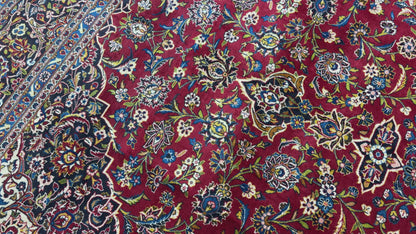 11’4”x16’2” Hand-Knotted Very Fine Kork Wool Persian Kashan Signed Area Rug Handmade