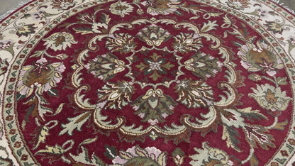 8’ Diameter Hand-Knotted Wool Indian Round Oriental Rug - 8x8 Handmade Carpet