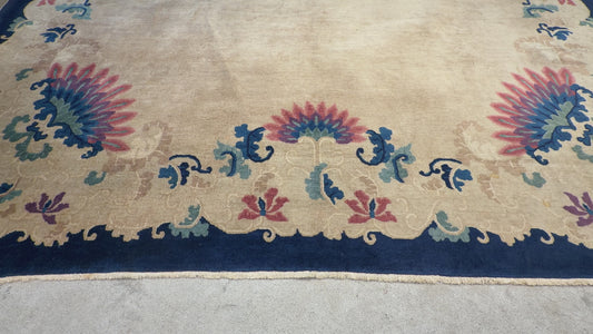 10’1”x13’8” Antique Hand-Knotted Chinese Art Deco Nichols Area Rug