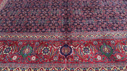 Hand-Knotted Persian Herati Rug - Signed Torabpour - 13’x15’9”
