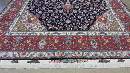 10’x13’7” Very Fine Hand-Knotted Signed Persian Tabriz Area Rug