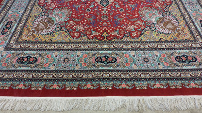 9’8”x13’3” Very Fine Hand-Knotted Persian Tabriz 80 Raj Signed Emad Fakher Area Rug