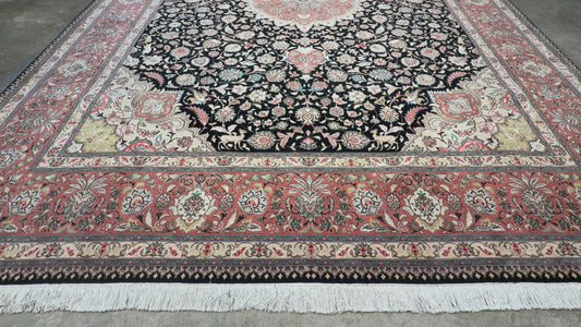 Hand-Knotted 60 Raj Persian Tabriz Rug - 10’x12’9”