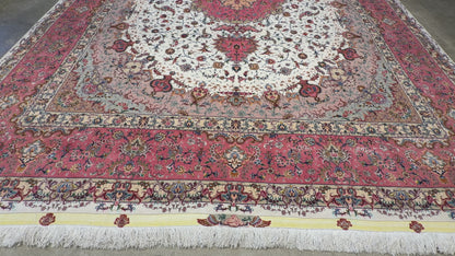 9’11”x13’6” Hand-Knotted 70 Raj Persian Tabriz Rug - Signed Aghajani