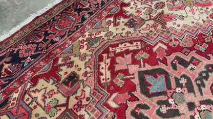 8’3”x11” Hand-Knotted Persian Heriz Wool Area Rug