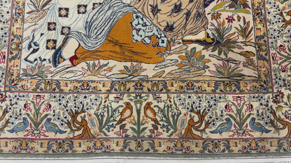 Hand-Knotted Pictorial Persian Isfahan Rug - 3’5”x5’3”